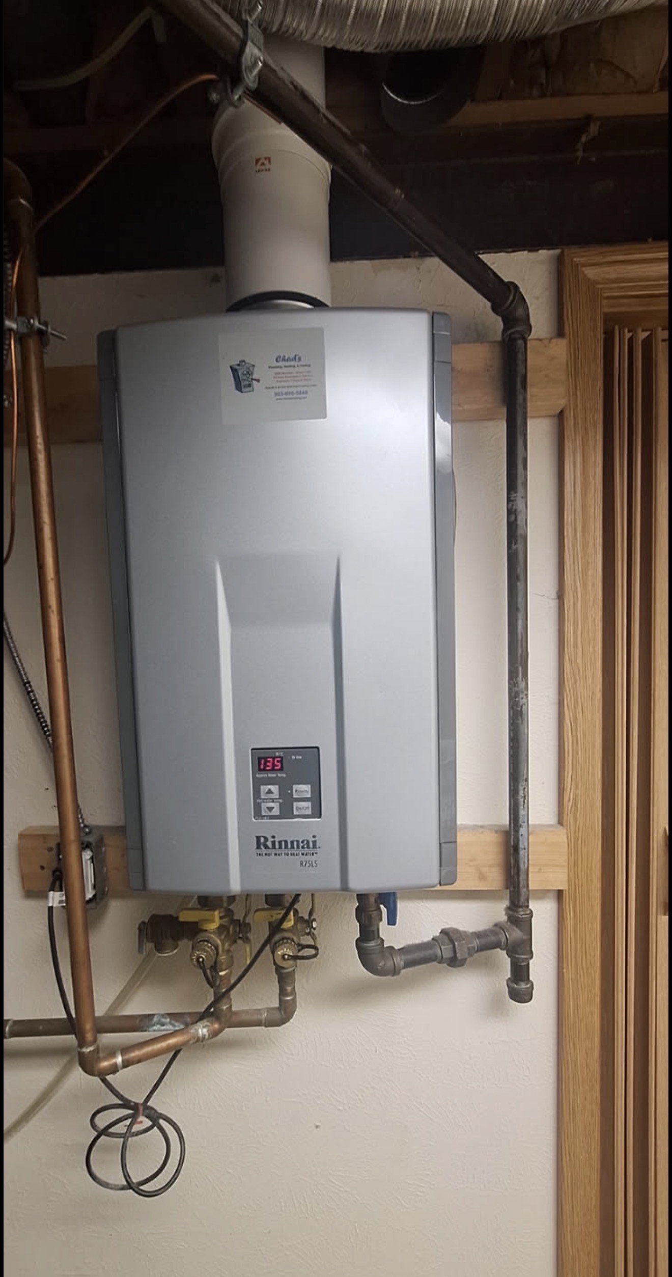 Completed tankless water heater installation